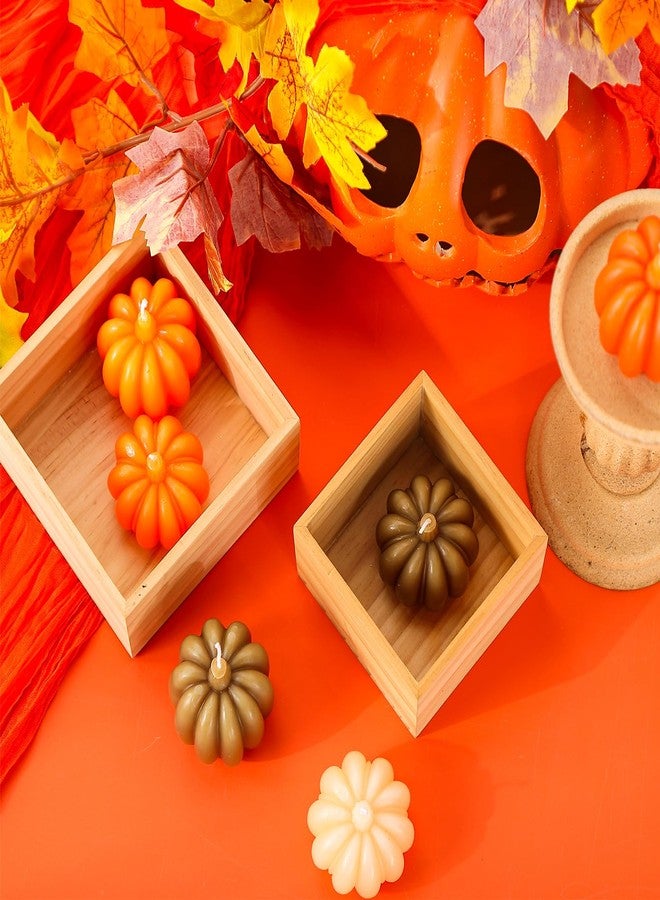 Rossesay 12 Pcs Fall Thanksgiving Pumpkin Shaped Candles Mini Pumpkin Candles Cute Mini White Soy Wax Tea Lights for Autumn Thanksgiving Party Gifts(Bright Color,2.4 x 2.8 Inches,2 x 2.4 Inches) - Image 5